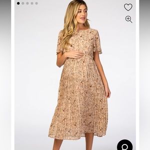 Pinkblush beige floral pleated maternity (and after!) dress